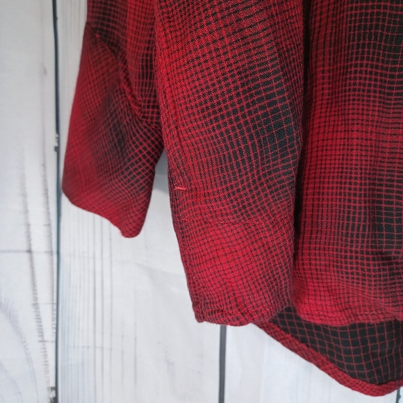 J.Jill Red And Black Plaid Long Sleeve Button Down Shirt - Picture 3 of 12